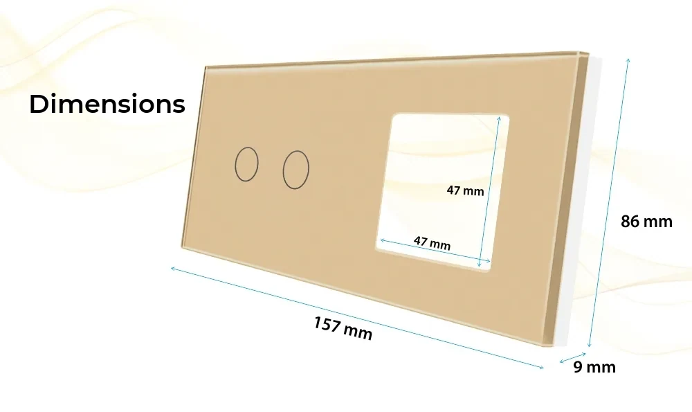 Luxion Glass Touch Light Switch Panel – 2 Gang + Single Socket – detail 2