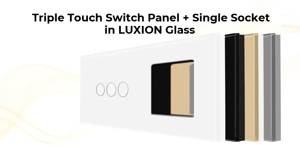 Luxion Glass Touch Light Switch Panel – 3 Gang + 1 Socket – detail 1