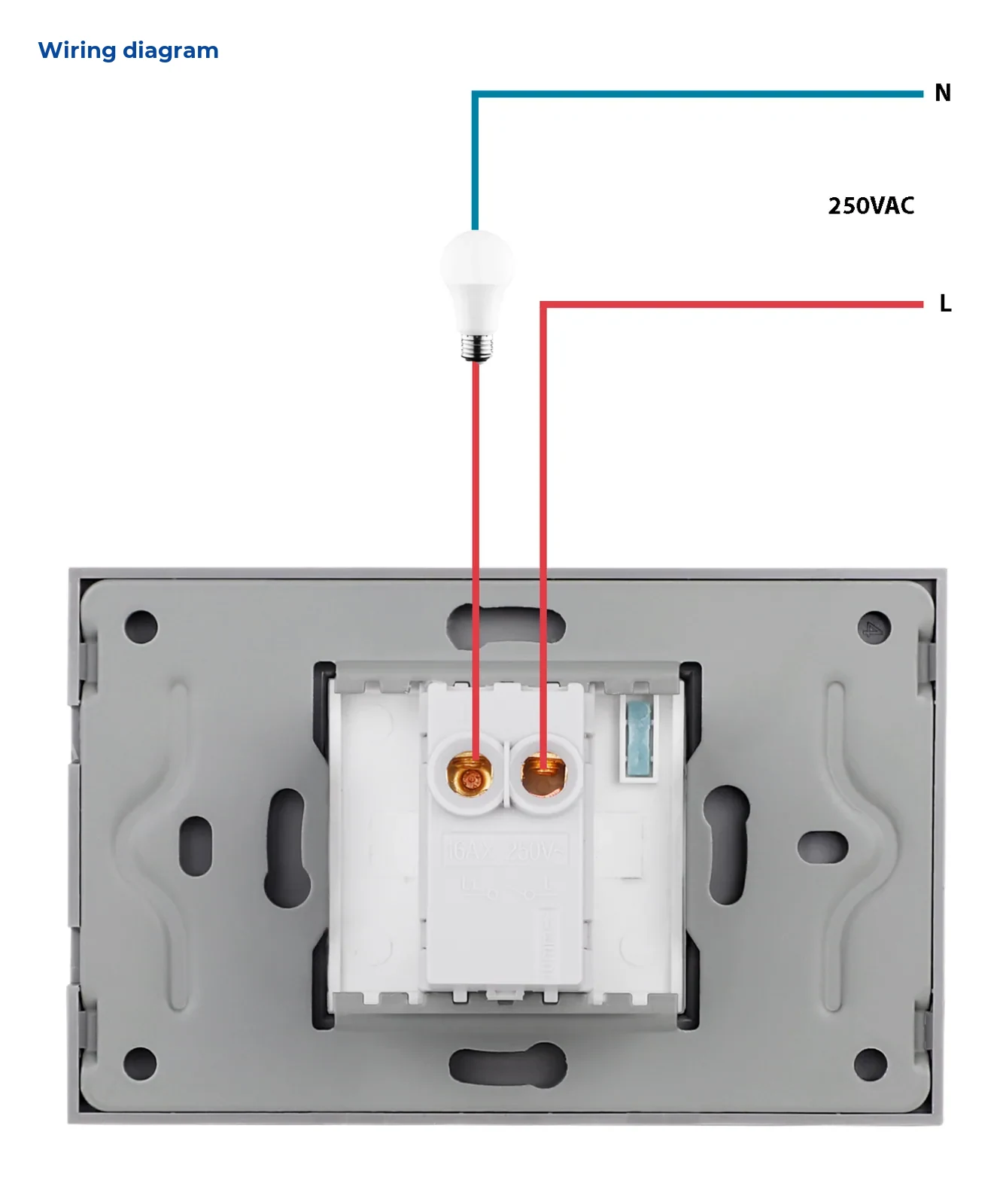 Luxion Mechanical 1 Gang Light Switch with Glass Frame – Italian Standard, 2/3M – detail 1