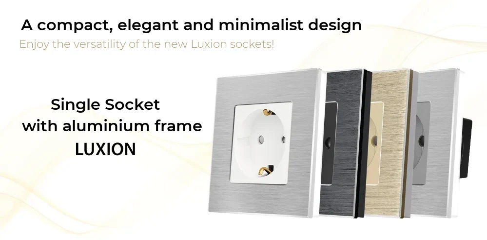 Luxion Single Wall Socket with Aluminium Frame – detail 1