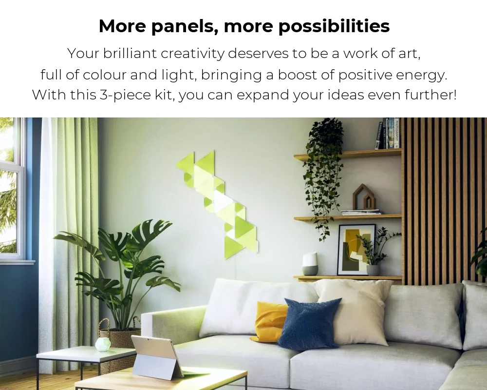 Nanoleaf Shapes Triangles Light Panels Expansion Pack – 3 Panels, 16 Million Colours, RGBW LED, Adjustable Colour Temperature (NL47-0001TW-3PK) – detail 1
