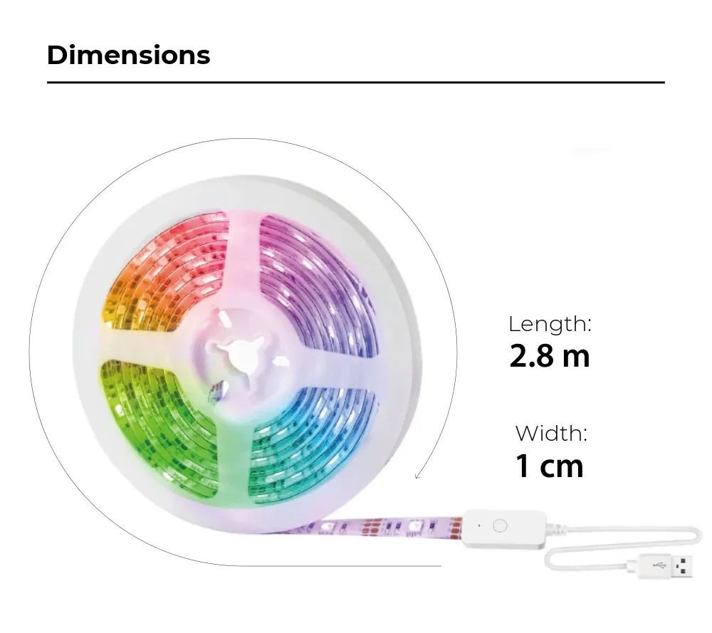 NiteBird SL1 Smart LED Strip Kit – Wi-Fi, 2.8 Metres, App & Voice Control – detail 2