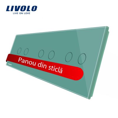 Panou intrerupator dublu+dublu+dublu cu touch Livolo din sticla culoare verde