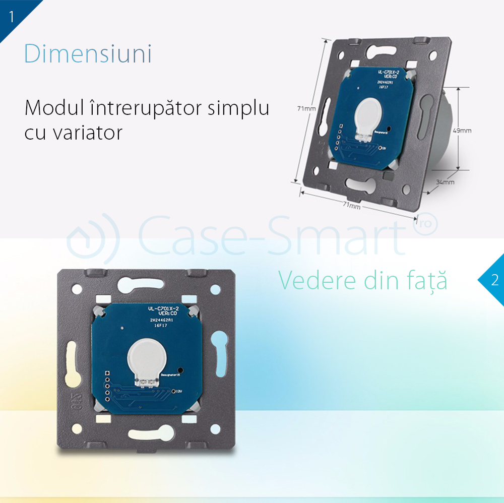 Modul intrerupator simplu cu variator cu touch LIVOLO