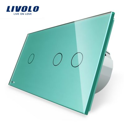 Intrerupator simplu + dublu cu touch Livolo din sticla culoare verde