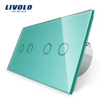 Intrerupator dublu + dublu cu touch Livolo din sticla culoare verde