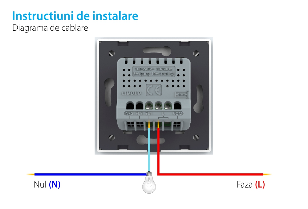 Intrerupator Simplu Wireless cu Touch LIVOLO – Serie Noua