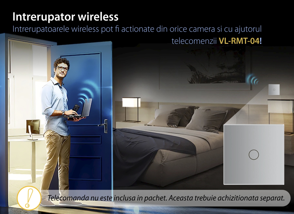 Modul Intrerupator Wireless Cap scara / Cruce cu Touch LIVOLO, Serie Noua