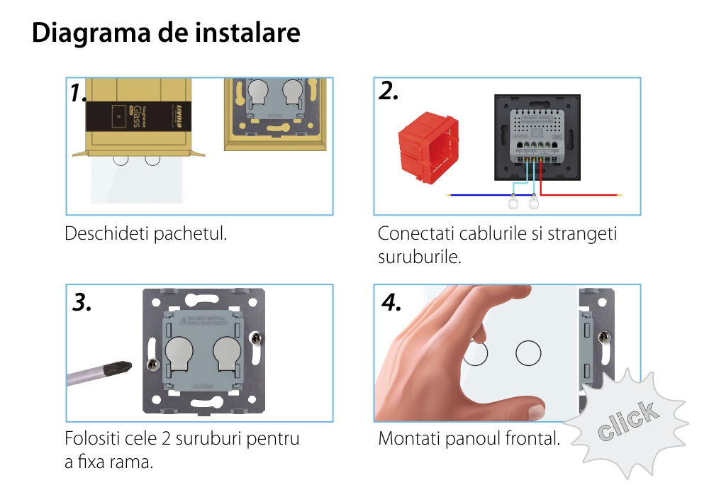 Intrerupator dublu wireless cu touch Livolo din sticla