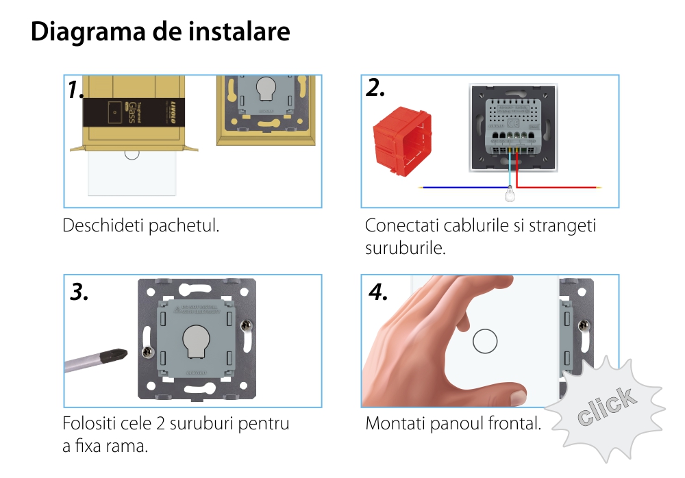 Intrerupator Simplu Wireless cu Touch LIVOLO – Serie Noua