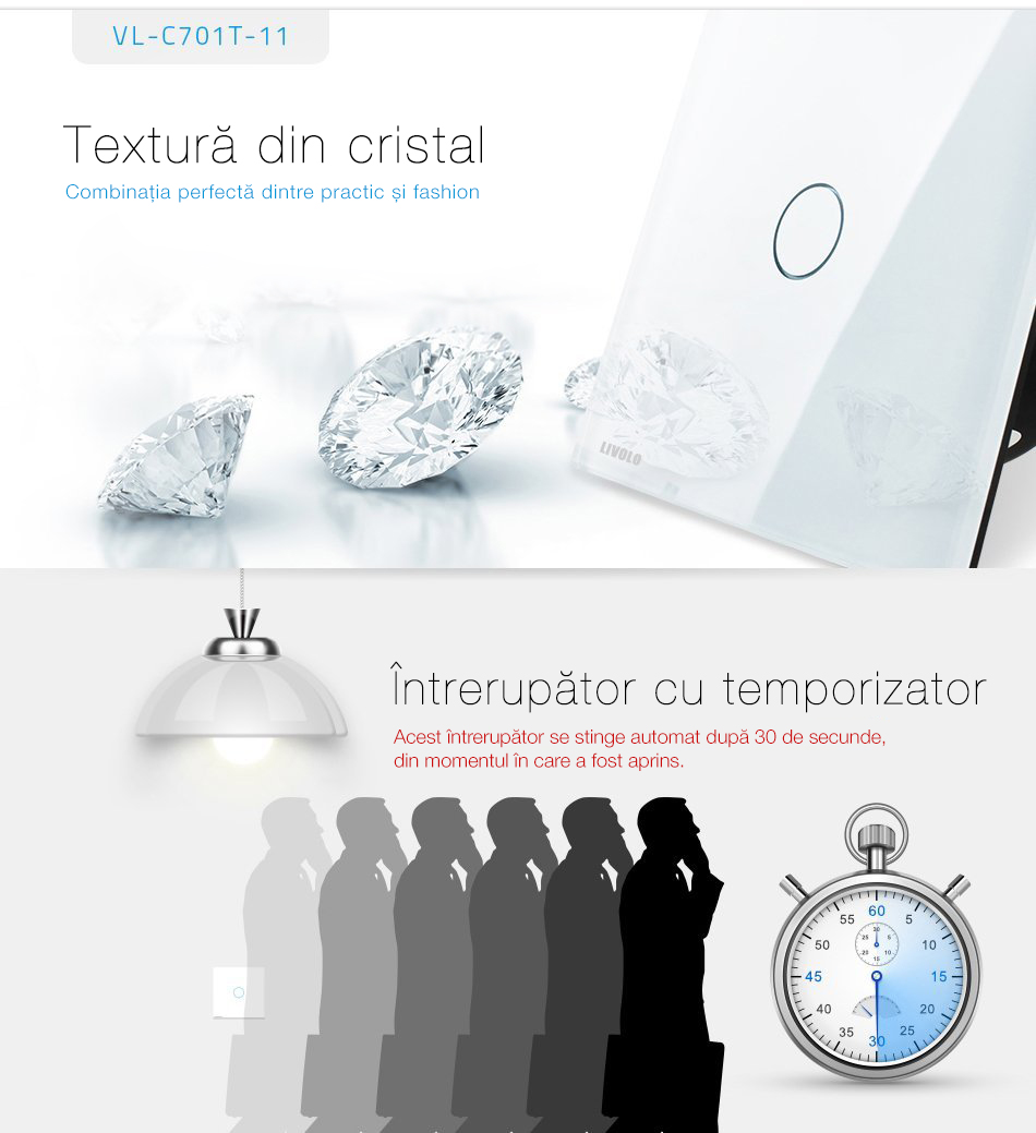 Modul intrerupator simplu cu timer si touch LIVOLO