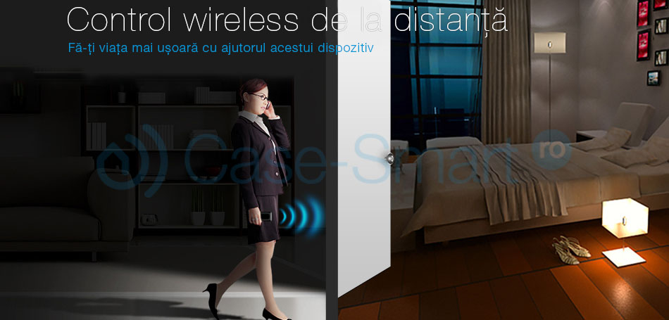 Intrerupator draperie wireless cu touch Livolo din sticla