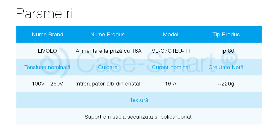 Priza simpla Livolo cu rama din sticla