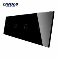 Panou 4 intrerupatoare simple cu touch Livolo din sticla culoare neagra