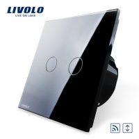 Intrerupator draperie wireless cu touch Livolo din sticla culoare neagra