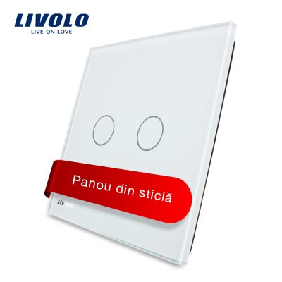 Panou intrerupator dublu cu touch Livolo din sticla