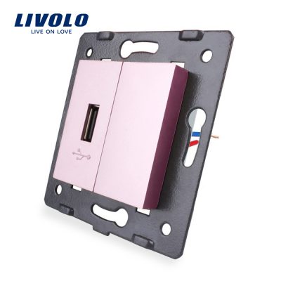 Priza USB Livolo culoare roz