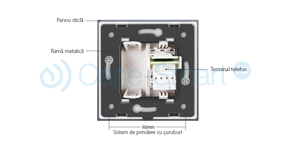 Priza simpla Telefon Livolo cu rama din sticla