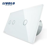 Intrerupator dublu + simplu cu touch Livolo din sticla