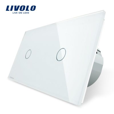 Intrerupator simplu + simplu cu touch Livolo din sticla