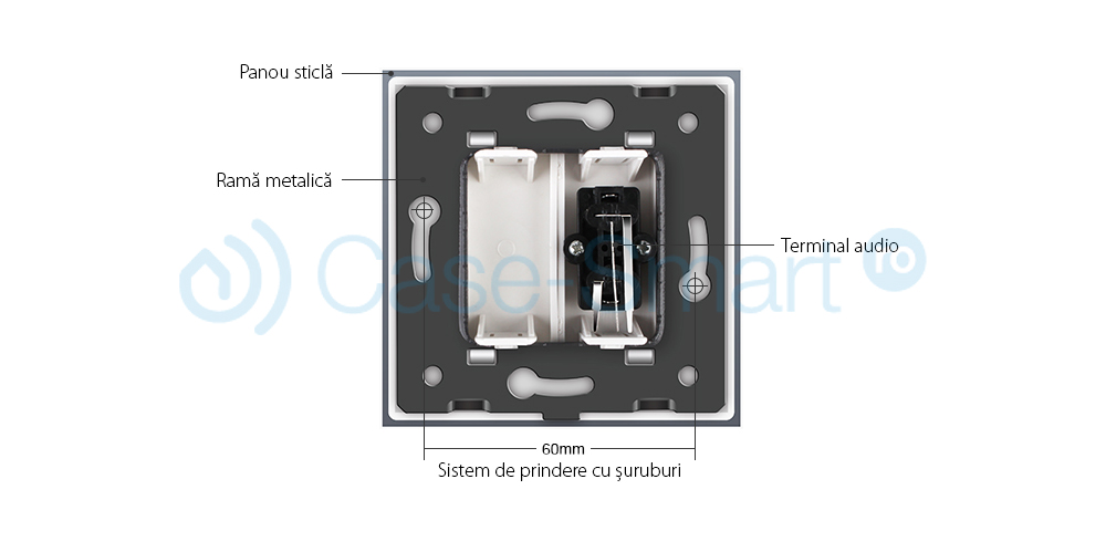 Priza simpla audio Livolo cu rama din sticla