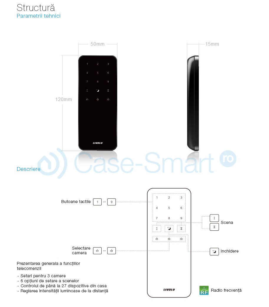 Telecomanda cu Touch Screen Livolo din sticla