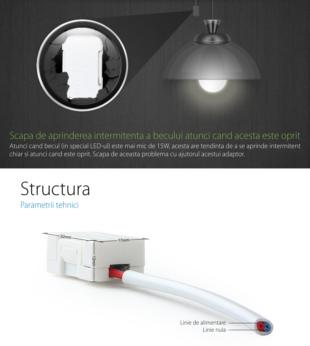 Adaptor anti-licarire bec cu LED <15W VL-PJ01