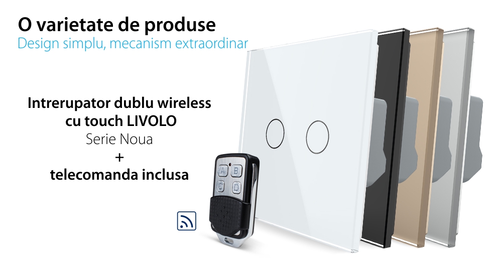 Intrerupator LIVOLO cu touch dublu wireless telecomanda inclusa