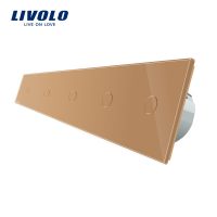 Intrerupator LIVOLO cu touch din sticla cu 5 intrerupatoare simple culoare aurie