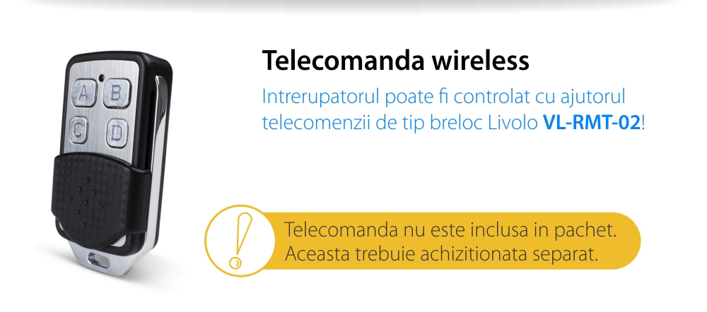 Intrerupator LIVOLO simplu wireless cu touch si telecomanda inclusa