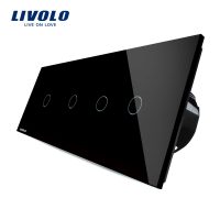 Intrerupator LIVOLO cu touch din sticla cu 4 intrerupatoare simple culoare neagra