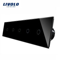 Intrerupator LIVOLO cu touch din sticla cu 5 intrerupatoare simple culoare neagra