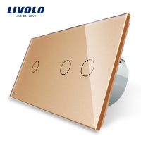 Intrerupator simplu + dublu cu touch Livolo din sticla culoare aurie