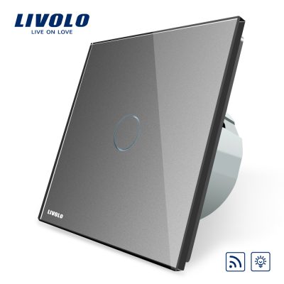 Intrerupator wireless cu variator cu touch Livolo din sticla culoare gri