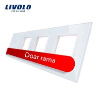 Rama intrerupator cu touch simplu+priza tripla LIVOLO din sticla