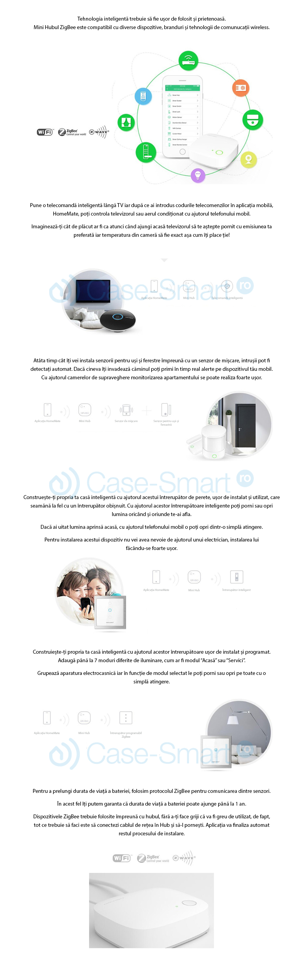 Unitate de control Orvibo WiFi Mini hub cu protocol ZigBee VS20ZW