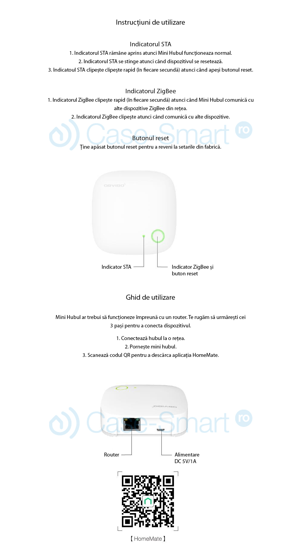 Unitate de control Orvibo WiFi Mini hub cu protocol ZigBee VS20ZW