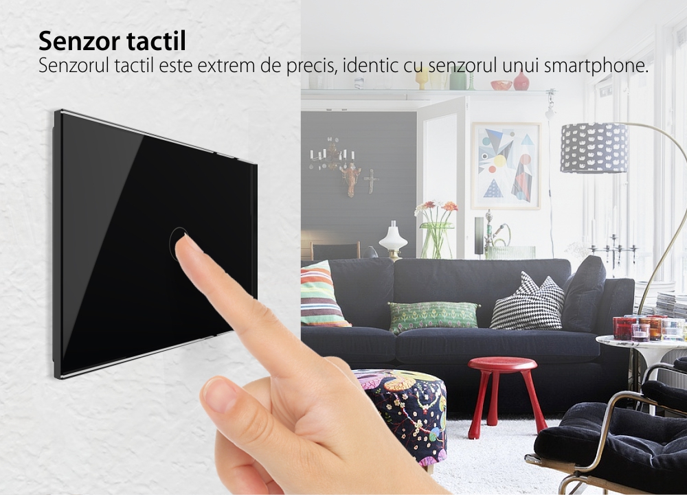 Intrerupator simplu cu touch Livolo din sticla – standard italian