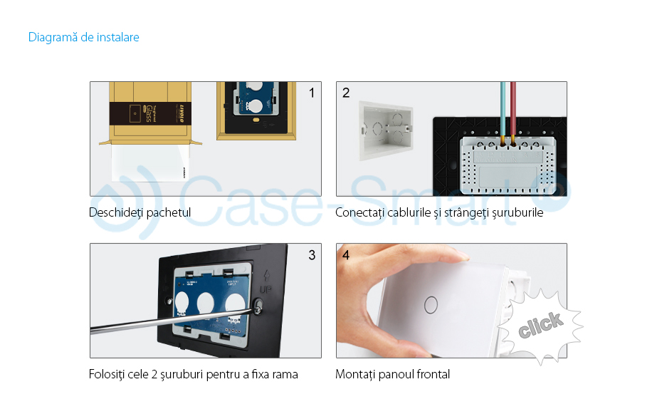 Intrerupator wireless cu touch Livolo din sticla si telecomanda inclusa-standard italian