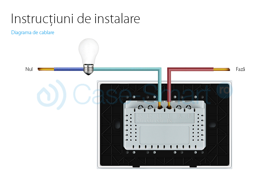 Intrerupator wireless cu touch Livolo din sticla si telecomanda inclusa-standard italian