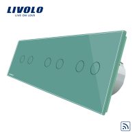 Intrerupator dublu+dublu+dublu cu touch Wireless Livolo din sticla culoare verde