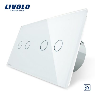 Intrerupator dublu + dublu cu touch Wireless Livolo din sticla