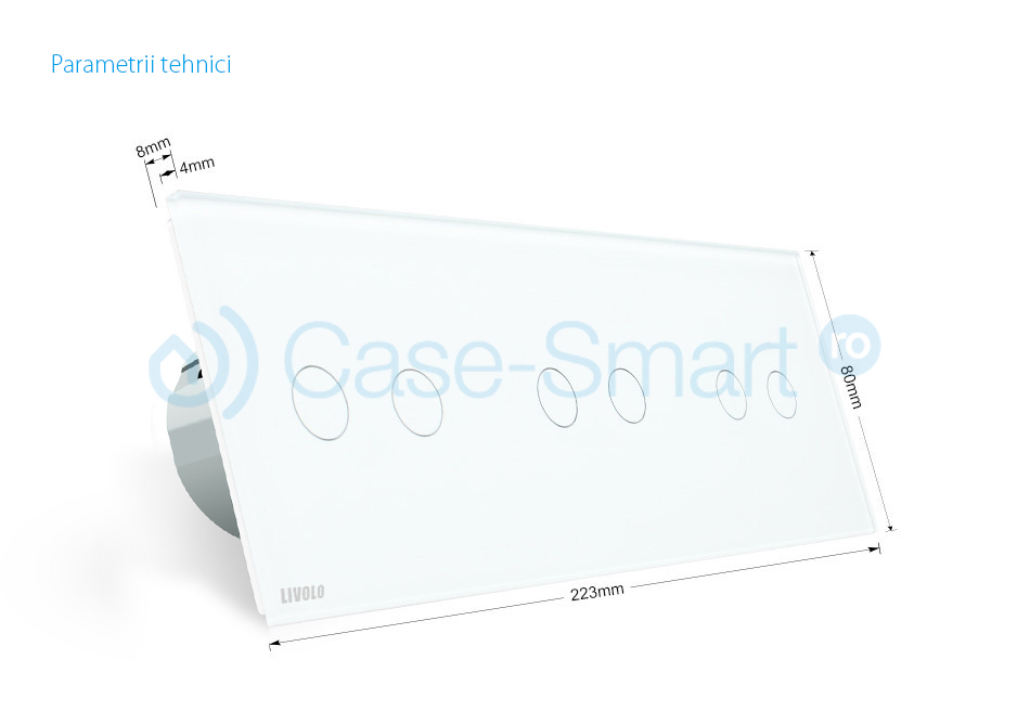 Intrerupator dublu+dublu+dublu cu touch Wireless Livolo din sticla