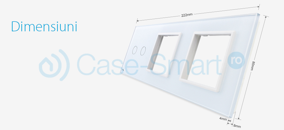 Panou intrerupator dublu cu touch si 2 prize Livolo din sticla