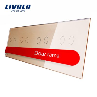 Panou intrerupator dublu+dublu+dublu+dublu cu touch Livolo din sticla culoare aurie