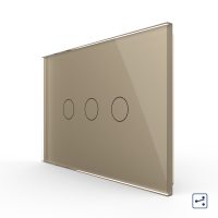 Intrerupator triplu cap scara / cruce cu touch Livolo din sticla, standard italian – Serie noua culoare aurie