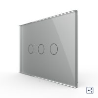 Intrerupator triplu cap scara / cruce cu touch Livolo din sticla, standard italian – Serie noua culoare gri