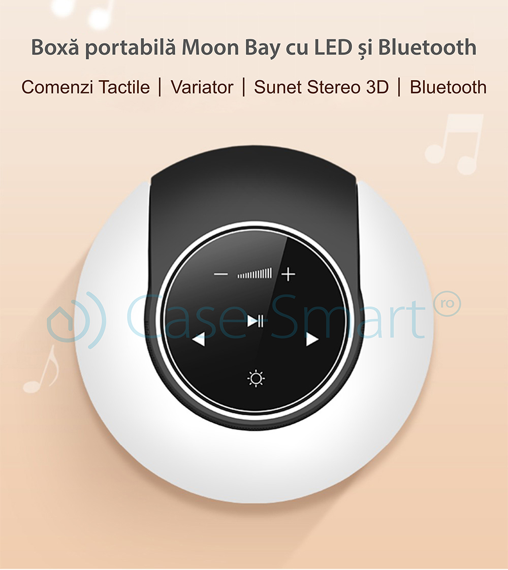 Boxa portabila Red Sun Moon Bay cu lampa cu LED, Bluetooth 4.0, RS-WBSL-07