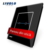 Panou intrerupator dublu cu touch Livolo din sticla – Seria R