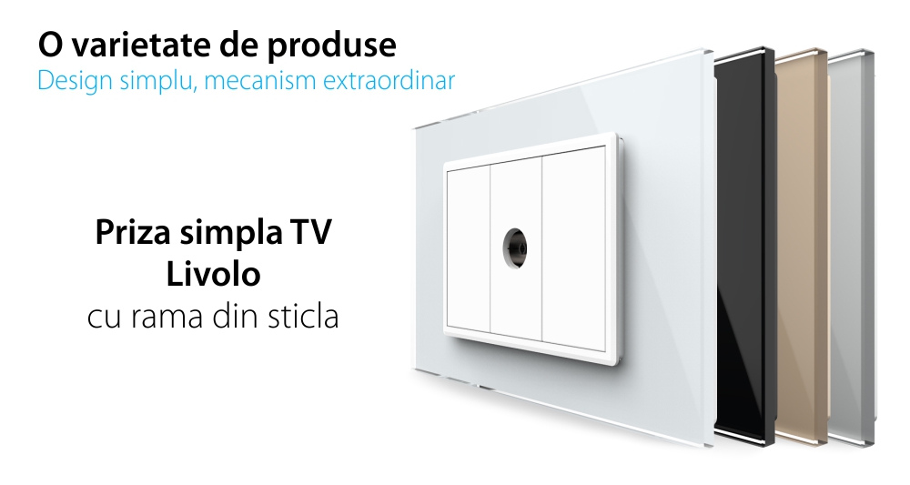 Priza Simpla TV Livolo cu Rama din Sticla – Serie Noua